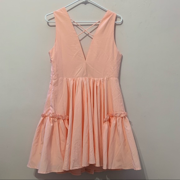 Essue Pink Sleeveless Deep V Mini Dress | Medium - Picture 5 of 9
